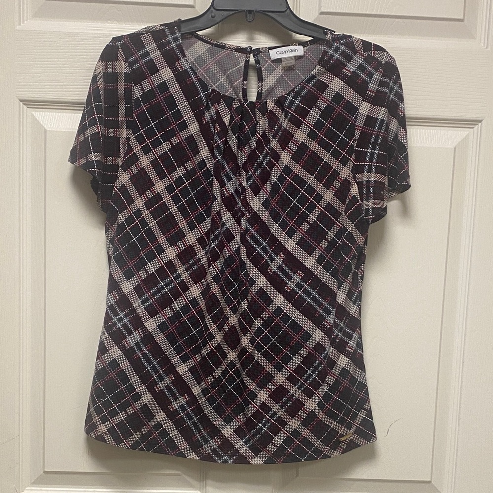 Calvin Klein multicolor plaid Blouse Short Sleeve